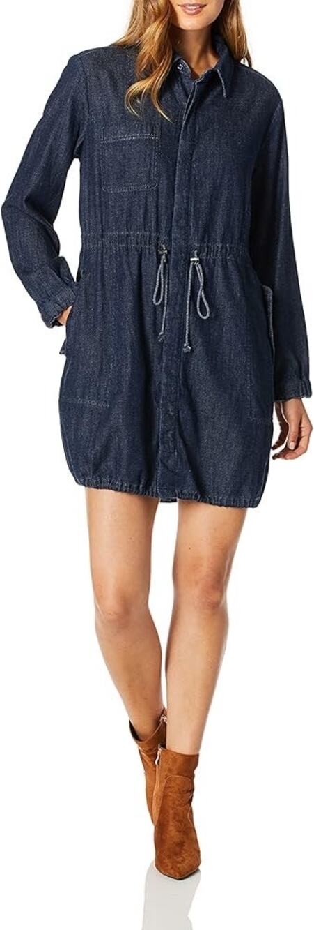 AG Adriano Goldschmied Blue Chambray Denim long Sleeve Shirt Dress Size Small
